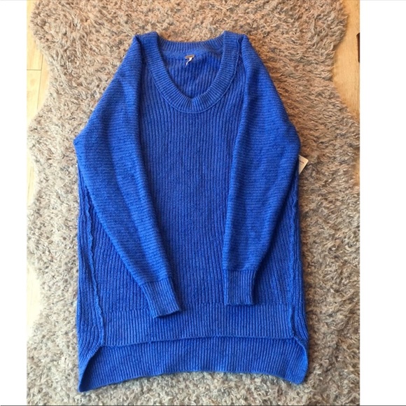 FREE PEOPLE Sunday V Neck Sweater Blue NWT - Picture 5 of 14